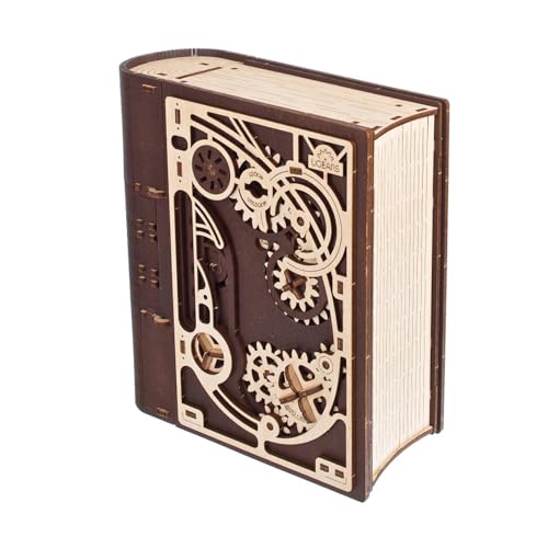 UGEARS Holzmodellbausätze für Erwachsene zum Zusammenbauen – Buch der Geheimnisse 3D Holzpuzzles für Erwachsene mit Steampunk-Kombinationsschloss – Mechanische Puzzlebücher für Erwachsene 263 Teile von UGEARS