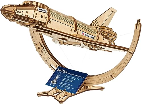 UGEARS NASA-Raumfähre Discovery modellbausatz für Erwachsene – 3D Holzpuzzle Raumfähre - Raumfähre holz im Maßstab 1:96 - Raumschiff modelle zum bauen - DIY Raumschiffmodell mit detaillierter Mechanik von UGEARS