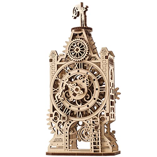 UGEARS Old Clock Tower 3D-Holzpuzzle – Mechanischer Holzmodellbausatz zum Bauen – DIY-Puzzleuhr-Spielzeug mit Drehmechanismus – Denksport-Bauset für Erwachsene und Kinder von UGEARS