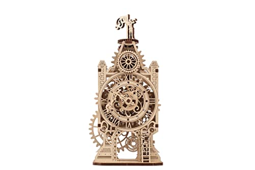 UGEARS Old Clock Tower 3D-Holzpuzzle – Mechanischer Holzmodellbausatz zum Bauen – DIY-Puzzleuhr-Spielzeug mit Drehmechanismus – Denksport-Bauset für Erwachsene und Kinder von UGEARS
