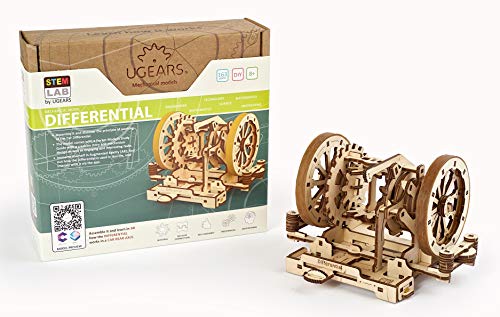UGEARS STEM Lab 3D Puzzles - Spielset STEM - 3D Holzbausatz - DIY Mechanical Science Kit - Wissenschaftliches STEM Spielzeug mit App Holzmodell Kits für Erwachsene und Kinder 8+ (Differenzialgetriebe) von UGEARS
