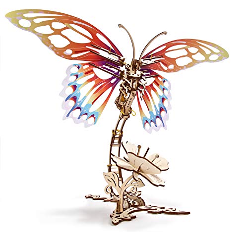 UGEARS Schmetterling 3D Holzpuzzle Erwachsene - 3D Modellbausatz - Modellbaukästen für Erwachsene Jugendliche - Lasergeschnittener Insekt 3D Puzzle Holzbausatz Kreatives Modellbau Set ohne Klebstoff von UGEARS