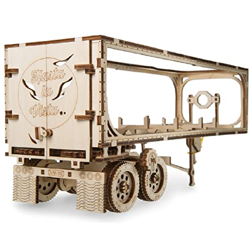 UGEARS Truck Trailer LKW Anhänger DIY Modellbausatz aus Holz – Anhänger für Schweren LKW - Sperrholz DIY Modell Zubehör – Funktionaler Mechanismus –Selbstmontage ohne Kleber von UGEARS
