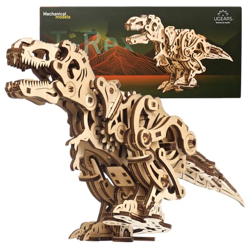 UGEARS Tyrannosaurus Rex - 3D Holzpuzzle Erwachsene - Holz T-Rex Modellbausatz für Erwachsene - 3D Puzzle Holz Dinosaurier mit zweibeiniger Bewegung - Einzigartiges und Bildungs Geschenk von UGEARS