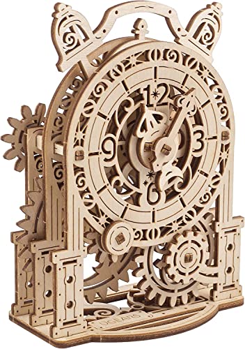 UGEARS Vintage Wecker 3D-Puzzle – Holzmodellbausatz für Erwachsene zum Bauen – Mechanisches Modell Tischuhr-Bausatz – 3D-Puzzle-Holzspielzeuguhr – DIY-Denkspiel-Puzzle-Konstruktionsset von UGEARS