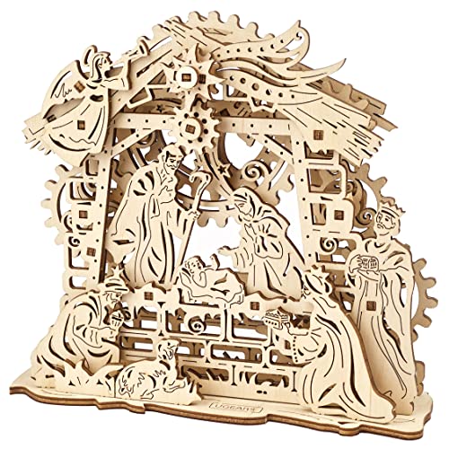 UGEARS Weihnachtskrippe - Mechanisches Puzzle 3D - Selbstmontage Woodcraft Construction Kits - Weihnachtspuzzles für Kinder - Weihnachts-DIY-Dekorationen - Basteln auf Weihnachtsgeschenkidee von UGEARS