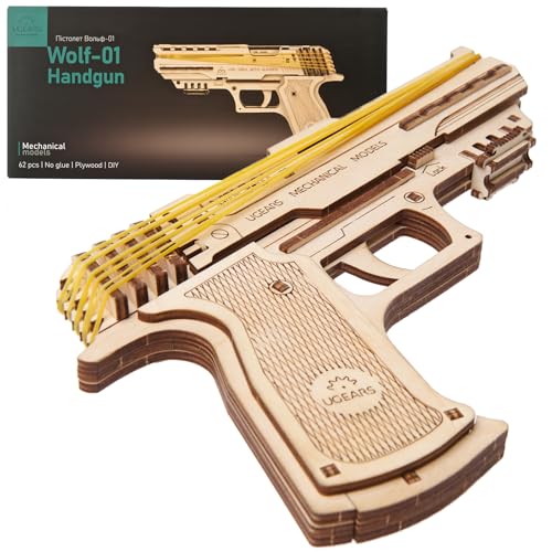 UGEARS Wolf-01 Gummiband Pistole aus Holz - 3D Puzzle Modellbausatz Holzpistole mit Gummibändern - DIY Modellbau Set für Kinder und Erwachsene UGEARS Wolf-01 Gummiband Pistole aus Holz - 3D Puzzle Modellbausatz Holzpistole mit Gummibändern - DIY Modellbau Set für Kinder und Erwachsene von UGEARS