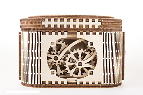 UGEARS Holz-Schatzkiste mit Schlüssel (geheimes verstecktes Puzzle) – Vatertagsgeschenk, DIY-Modell-Holz-Aufbewahrungsbox 3D – mechanisches Puzzle, Holz-Selbstmontage-Modellbausätze für Erwachsene von UGEARS