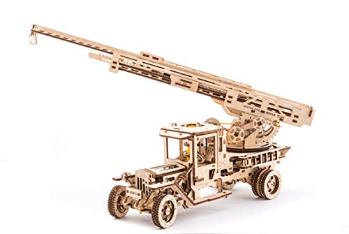 UGears Feuerwehrwagen mit Leiter mechanisches Holzmodell 3D-Puzzle Montagekit von UGEARS