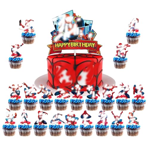 24 Stück Spidermman Cake Topper, Kuchen Deko, Happy Birthday Cake Topper, Tortendeko Geburstagstorte, Cupcake Toppers Kuchen Deko für Junge Mädchen Kinder Geburtstag Party Dekorationen 24 Stück Spidermman Cake Topper, Kuchen Deko, Happy Birthday Cake Topper, Tortendeko Geburstagstorte, Cupcake Toppers Kuchen Deko für Junge Mädchen Kinder Geburtstag Party Dekorationen von UHDS
