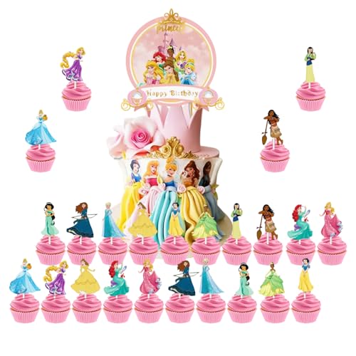 26 Stück Princess Cake Topper, Kuchen Deko, Happy Birthday Cake Topper, Tortendeko Geburstagstorte, Cupcake Toppers Kuchen Deko für Junge Mädchen Kinder Geburtstag Party Dekorationen 26 Stück Princess Cake Topper, Kuchen Deko, Happy Birthday Cake Topper, Tortendeko Geburstagstorte, Cupcake Toppers Kuchen Deko für Junge Mädchen Kinder Geburtstag Party Dekorationen von UHDS