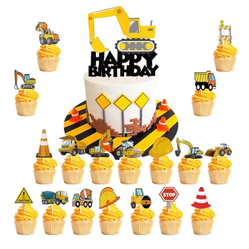 28 Stück Baustelle Cake Topper, Kuchen Deko Bagger, Happy Birthday Cake Topper, Tortendeko Geburstagstorte, Cupcake Toppers Kuchen Deko für Junge Mädchen Kinder Geburtstag Party Dekorationen 28 Stück Baustelle Cake Topper, Kuchen Deko Bagger, Happy Birthday Cake Topper, Tortendeko Geburstagstorte, Cupcake Toppers Kuchen Deko für Junge Mädchen Kinder Geburtstag Party Dekorationen von UHDS