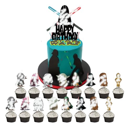 34 Stück Starwarrs Cake Topper, Kuchen Deko, Happy Birthday Cake Topper, Tortendeko Geburstagstorte, Cupcake Toppers Kuchen Deko für Junge Mädchen Kinder Geburtstag Party Dekorationen 34 Stück Starwarrs Cake Topper, Kuchen Deko, Happy Birthday Cake Topper, Tortendeko Geburstagstorte, Cupcake Toppers Kuchen Deko für Junge Mädchen Kinder Geburtstag Party Dekorationen von UHDS