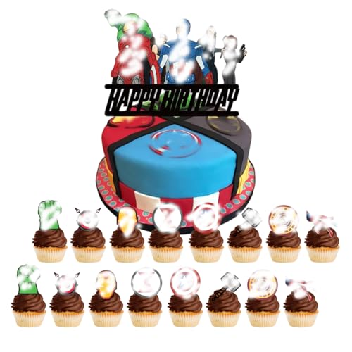 34 Stück Superhero Cake Topper, Kuchen Deko, Happy Birthday Cake Topper, Tortendeko Geburstagstorte, Cupcake Toppers Kuchen Deko für Junge Mädchen Kinder Geburtstag Party Dekorationen 34 Stück Superhero Cake Topper, Kuchen Deko, Happy Birthday Cake Topper, Tortendeko Geburstagstorte, Cupcake Toppers Kuchen Deko für Junge Mädchen Kinder Geburtstag Party Dekorationen von UHDS