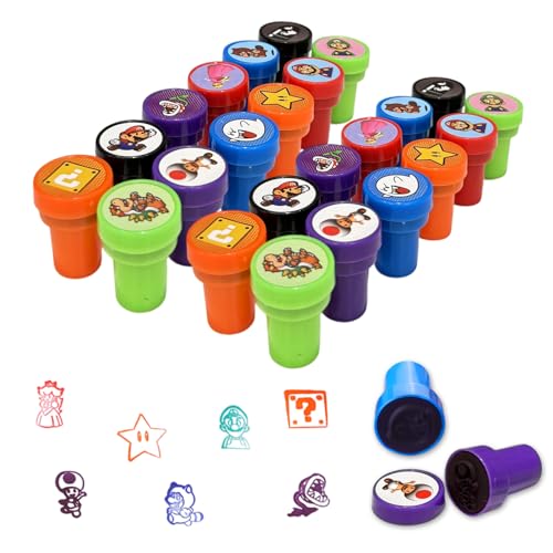 UHDS 24 Stück Mario Selbstfärbende Stempel für Kinder, Kinder Stempelset, Kreatives Geschenk für Mädchen & Jungen, Ideal für Party & Klassenzimmer Belohnungen UHDS 24 Stück Mario Selbstfärbende Stempel für Kinder, Kinder Stempelset, Kreatives Geschenk für Mädchen & Jungen, Ideal für Party & Klassenzimmer Belohnungen von UHDS