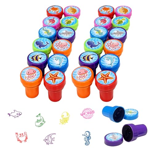 UHDS 24 Stück Meerestiere Selbstfärbende Stempel für Kinder, Kinder Stempelset, Kreatives Geschenk für Mädchen & Jungen, Ideal für Party & Klassenzimmer Belohnungen UHDS 24 Stück Meerestiere Selbstfärbende Stempel für Kinder, Kinder Stempelset, Kreatives Geschenk für Mädchen & Jungen, Ideal für Party & Klassenzimmer Belohnungen von UHDS