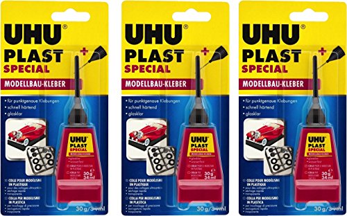 UHU 45885 Modellbaukleber, Plast Spezial, 30 g mit Feindosierspitze (3x Plast Spezial 30 g) von UHU