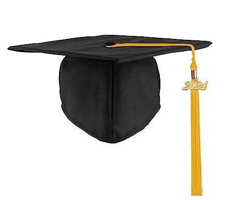 UIALECG Abschlusskappe für Erwachsene, Uni, matt, mit Quaste, 2025/2024/2023, für High School und Uni, 12 Farben, Schwarz + goldfarbene Quaste, 9 x 1 x 9 inches UIALECG Abschlusskappe für Erwachsene, Uni, matt, mit Quaste, 2025/2024/2023, für High School und Uni, 12 Farben, Schwarz + goldfarbene Quaste, 9 x 1 x 9 inches von UIALECG