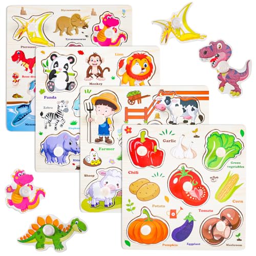 UICCVOKK 4 Stück Steckpuzzle,Montessori Baby Puzzle mit Griff,Holzpuzzle 1 Jahre,Holzpuzzle mit großen Teilen,Safari Dschungeltieren Greifpuzzle Steckpuzzle Holz,Montessori Spielzeug ab 1 2 3 Jahr UICCVOKK 4 Stück Steckpuzzle,Montessori Baby Puzzle mit Griff,Holzpuzzle 1 Jahre,Holzpuzzle mit großen Teilen,Safari Dschungeltieren Greifpuzzle Steckpuzzle Holz,Montessori Spielzeug ab 1 2 3 Jahr von UICCVOKK