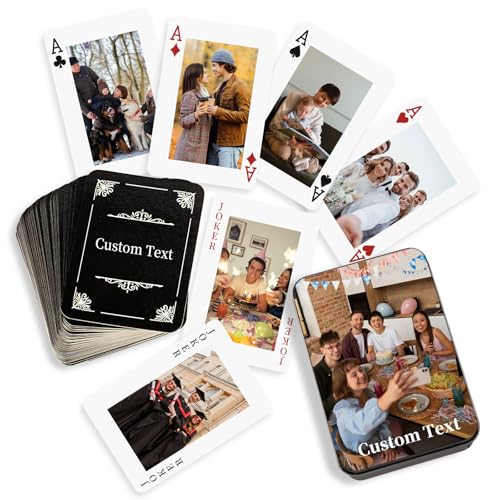 UIDMEN Personalisierte Spielkarten mit Metallbox, Individuelle Karten mit Fotos und Logo, Witzige Decks für Hochzeit, Weihnachten & Geburtstag von UIDMEN