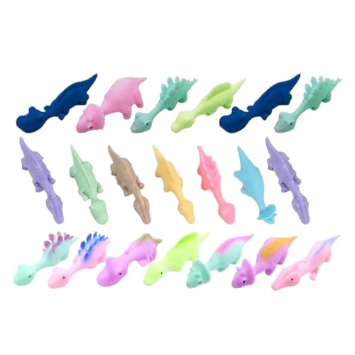 UIKEEYUIS 20 Stück Lernspielzeug mit einzigartigem Dinosaurier Fingerspielzeug für Kinder, Schleuder Dinosaurier Fingerspielzeug, TPR Mini Dinosaurier Spielzeug von UIKEEYUIS