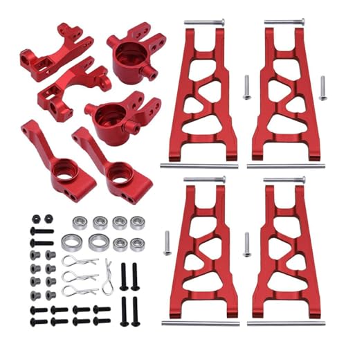 UIKEEYUIS 8 teiliges Aufhängungsdämpfer Set aus Aluminiumlegierung für Slash 1/10 Crawler, verschleißfestes RC Autozubehör, Ersatzteile, Rot von UIKEEYUIS