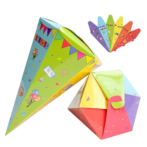UIKTSSL 6pcs Schultüte Bastelset, Geschwister Schultüte,Faltbare Zuckertüte für die Einschulung zum Schulanfang, Geschenkverpackung Schultüte für Junge und Mädchen UIKTSSL 6pcs Schultüte Bastelset, Geschwister Schultüte,Faltbare Zuckertüte für die Einschulung zum Schulanfang, Geschenkverpackung Schultüte für Junge und Mädchen von UIKTSSL