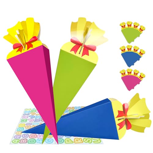 UIKTSSL 9pcs Geschwister Schultüte,Schultüte Bastelset, Faltbare Zuckertüte für die Einschulung zum Schulanfang, Geschenkverpackung Schultüte für Junge und Mädchen UIKTSSL 9pcs Geschwister Schultüte,Schultüte Bastelset, Faltbare Zuckertüte für die Einschulung zum Schulanfang, Geschenkverpackung Schultüte für Junge und Mädchen von UIKTSSL