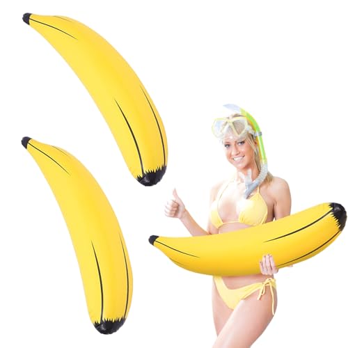 UILYNIU 2 Stück Aufblasbare Banane, 64CM Banane Aufblasbar Spielzeug Erwachsenes Kinder, Wasserspielzeug Badespielzeug für Pool Strand Sommer Badespaß Fasching Karneval Motto Party Deko (2PCS) von UILYNIU