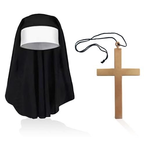 UILYNIU 2 Stück Nonnen Kostüm Für Frauen -Nonnen Outfit Zubehör Nonnen Kopfschmuck Nonnen Kragen Kreuz Anhänger Halskette für Frauen Cosplay Karneval Kostüm Hallowee Kostüm UILYNIU 2 Stück Nonnen Kostüm Für Frauen -Nonnen Outfit Zubehör Nonnen Kopfschmuck Nonnen Kragen Kreuz Anhänger Halskette für Frauen Cosplay Karneval Kostüm Hallowee Kostüm von UILYNIU