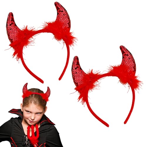 UILYNIU 2 Stück Teufelshörner Haarreifen Ohren Haarband Headwear Hörner Teufelshörner Haarreif für Damen Kinder, Teufelsohren Teufel, Horn Stirnband, Mottoparty, Karneval, Halloween, Party (Rot) UILYNIU 2 Stück Teufelshörner Haarreifen Ohren Haarband Headwear Hörner Teufelshörner Haarreif für Damen Kinder, Teufelsohren Teufel, Horn Stirnband, Mottoparty, Karneval, Halloween, Party (Rot) von UILYNIU