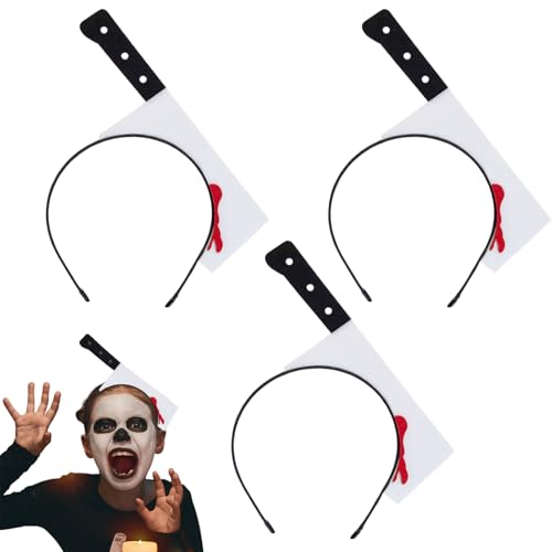 UILYNIU 3 Stück Halloween Haarreif Messer im Kopf Halloween Stirnband Erwachsene Kinder Halloween Kostüm Horror Kostüm Accessoire Halloween Messer Haarreif Horror Haarschmuck für Halloween(3 Stück) von UILYNIU
