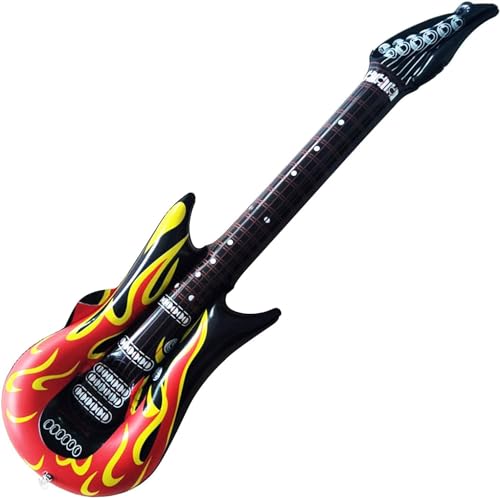 UILYNIU 5 Stück Aufblasbare Musikinstrumente Kinder Aufblasbare Flammen Gitarre Luftgitarren zum Aufblasen Aufblasbares Rock Aufblasbare Party Gitarre für Mottopartys Karneval(5 Stück) von UILYNIU