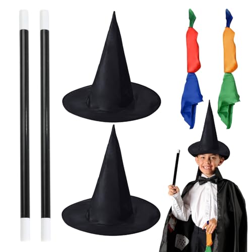 UILYNIU 6 Stück Anfänger Zaubertricks Kostüm Set mit Magie Hexenhut Zauberstab Farbwechsel Taschentuch, Neuheit Magie Requisiten Zauber Tricks Geburtstag Geschenk für Magier Kinder Erwachsener (6PCS) UILYNIU 6 Stück Anfänger Zaubertricks Kostüm Set mit Magie Hexenhut Zauberstab Farbwechsel Taschentuch, Neuheit Magie Requisiten Zauber Tricks Geburtstag Geschenk für Magier Kinder Erwachsener (6PCS) von UILYNIU