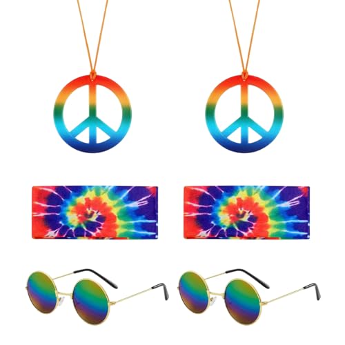 UILYNIU 6 Stück Hippie Accessoires Hippie Kostüm Damen Accessoires Hippie Kleidung Damen Zubehör, 70er Jahre Bekleidung Damen, Peace Kette, Hippie Brille Karneval Fasching UILYNIU 6 Stück Hippie Accessoires Hippie Kostüm Damen Accessoires Hippie Kleidung Damen Zubehör, 70er Jahre Bekleidung Damen, Peace Kette, Hippie Brille Karneval Fasching von UILYNIU