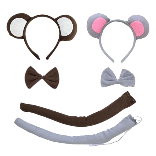 UILYNIU 6 Stück Tier Kostüm Set Affenkostüm Tierkleid Kostüm Cosplay Maus Ohren Haarreif Fliege Schwanz für Kinder Tier Cosplay Tierohren Stirnband Halloween Fasching Karneval Fasching Party (6PCS) UILYNIU 6 Stück Tier Kostüm Set Affenkostüm Tierkleid Kostüm Cosplay Maus Ohren Haarreif Fliege Schwanz für Kinder Tier Cosplay Tierohren Stirnband Halloween Fasching Karneval Fasching Party (6PCS) von UILYNIU