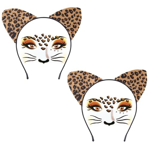 UILYNIU Leoparden Kostüm Set, Leoparden Ohren Stirnband mit Temporäre Gesichtstattoo, Tierstirnband für Erwachsener Kinder, Leoparden Ohren Haarreif für Halloween Kostüm Fasching Karneval Party UILYNIU Leoparden Kostüm Set, Leoparden Ohren Stirnband mit Temporäre Gesichtstattoo, Tierstirnband für Erwachsener Kinder, Leoparden Ohren Haarreif für Halloween Kostüm Fasching Karneval Party von UILYNIU