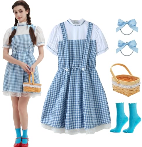 UIMLK Women Book Storybook Wizard of oz Dorothy Adult Character Halloween Costumes Outfits, Blau, XL von UIMLK