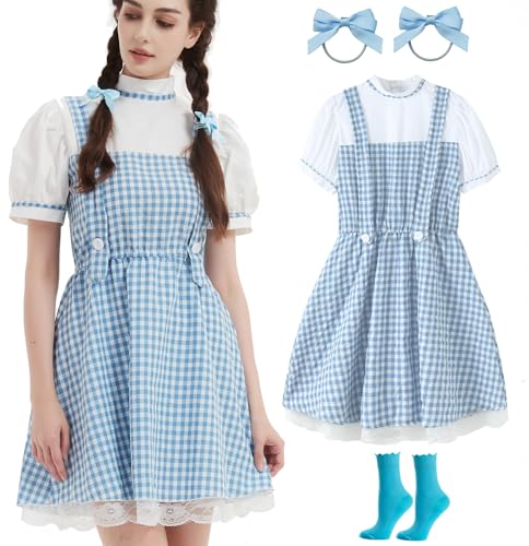 UIMLK Halloween-Kostüme für Damen, Zauberer von Oz, Dorothy, blaues Gingham-Buch-Geschichtenbuch, Charakter-Outfits, Größe S UIMLK Halloween-Kostüme für Damen, Zauberer von Oz, Dorothy, blaues Gingham-Buch-Geschichtenbuch, Charakter-Outfits, Größe S von UIMLK