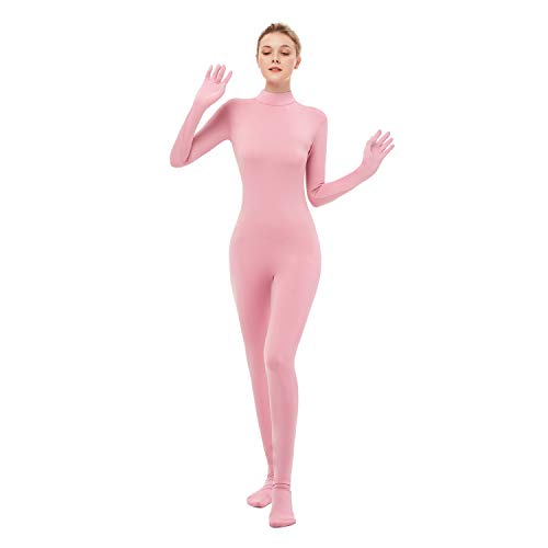 UINASH Langarm-Einteiler mit Rollkragen, Ganzkörper-Body, Elasthan, für Erwachsene, Unisex, Rosa, Größe M von UINASH