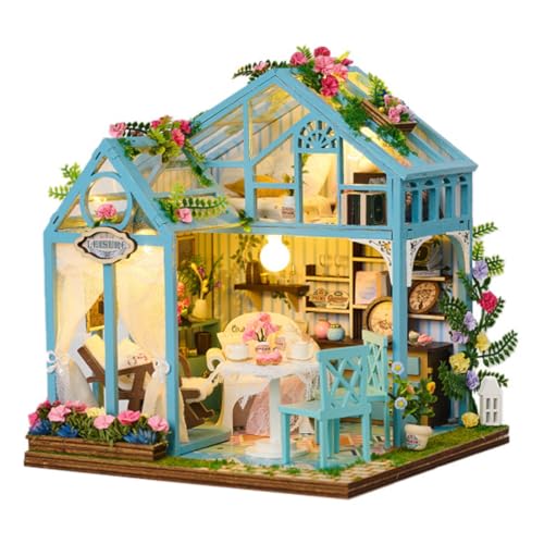 DIY Miniatur Bausatz, Miniatur-Bausatz zum Selberbauen mit Möbeln und LED, Modellhäuser zum Bauen, Bausatz für EIN Kleines Haus, Puppenhaus Bausätze für Erwachsene, Kinder (Flower Dream) von UINOFER