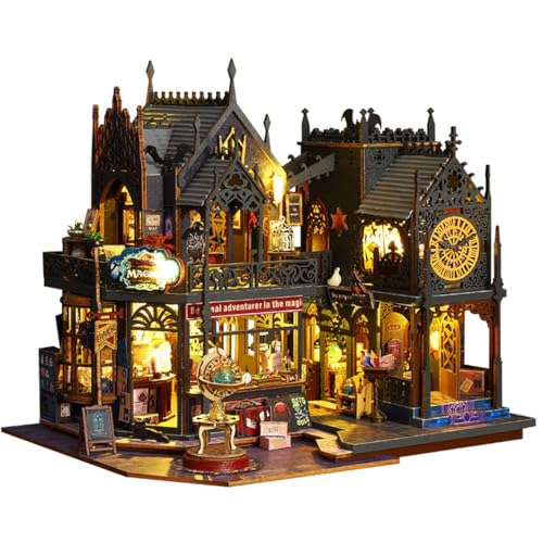 DIY Miniatur Bausatz, Miniatur-Bausatz zum Selberbauen mit Möbeln und LED, Modellhäuser zum Bauen, Bausatz für EIN Kleines Haus, Puppenhaus Bausätze für Erwachsene, Kinder (Magic City) von UINOFER