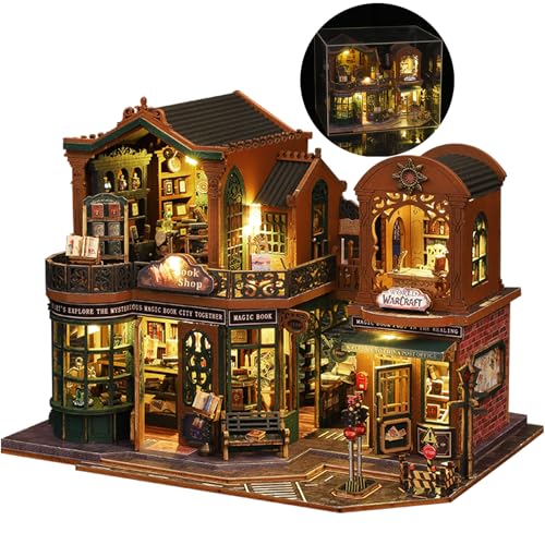 DIY Miniatur Bausatz, Miniatur-Bausatz zum Selberbauen mit Möbeln und LED, Modellhäuser zum Bauen, Bausatz für EIN Kleines Haus, Puppenhaus Bausätze für Erwachsene, Kinder (Twilight Books Shop) von UINOFER