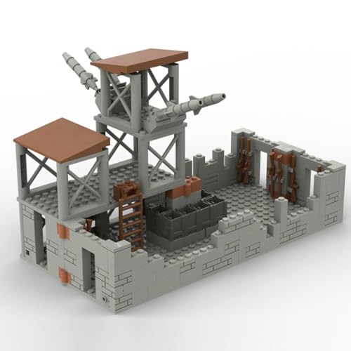 Militär Szene Baustein Set, DIY Militärbasen Architektur Modell, WW2 Militärische Wachsames Haus Architektur, Kompatibel mit Lego Minifiguren von UINOFER