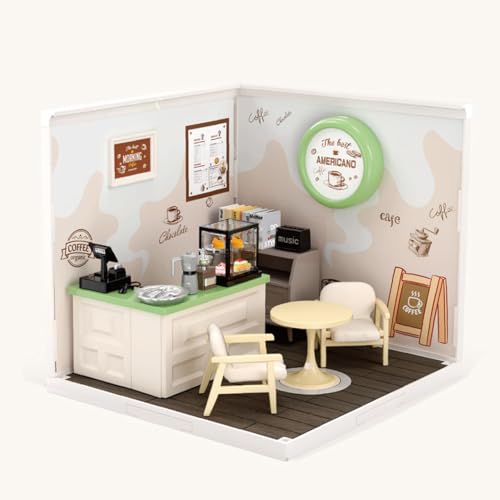 Miniaturhaus Bausätze Erwachsene, Puppenhaus Modellbausätze mit Möbeln und Zubehör, Kreatives Zimmer Geburtstagsgeschenk (Cafe Shop) von UINOFER