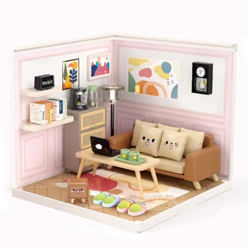 Miniaturhaus Bausätze Erwachsene, Puppenhaus Modellbausätze mit Möbeln und Zubehör, Kreatives Zimmer Geburtstagsgeschenk (Drawing Room) von UINOFER