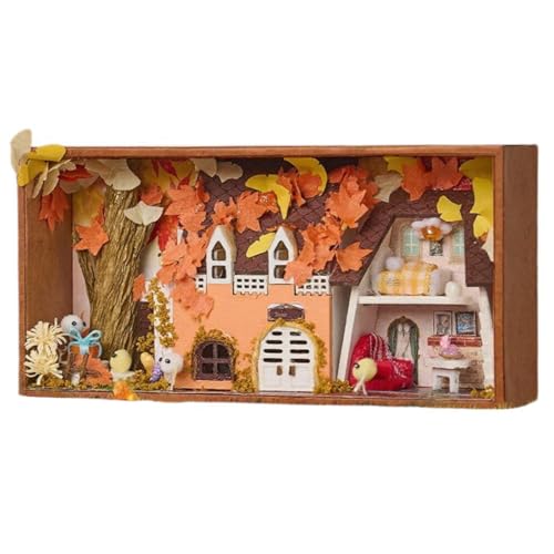 UINOFER DIY Gewächshaus Holz, Miniatur Garten Haus Selber Bauen mit Möbeln, Kreatives Bausatz Erwachsene, Modellbausatz für Erwachsene und Kinder (Autumn) von UINOFER