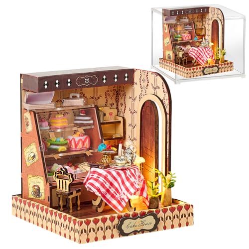 UINOFER DIY Gewächshaus Holz, Miniatur Garten Haus Selber Bauen mit Möbeln, Kreatives Bausatz Erwachsene, Modellbausatz für Erwachsene und Kinder (Coffee time) von UINOFER