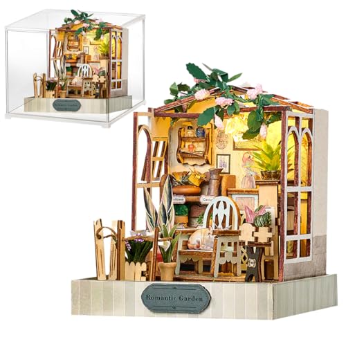 UINOFER DIY Gewächshaus Holz, Miniatur Garten Haus Selber Bauen mit Möbeln, Kreatives Bausatz Erwachsene, Modellbausatz für Erwachsene und Kinder (Flower time) von UINOFER