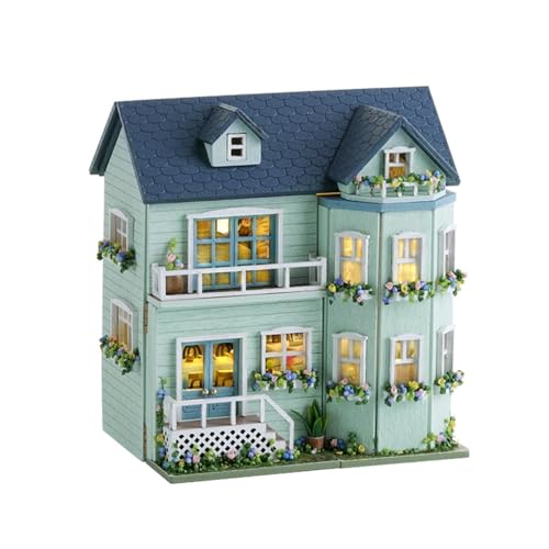 UINOFER DIY Miniatur Haus, Miniatur-Bausatz zum Selberbauen mit Einzelteilen, Miniatur Haus DIY Schneiderei Fachwerkhaus mit Dachgauben, Öffnungsfähige Modelle für Erwachsene Kinder A von UINOFER